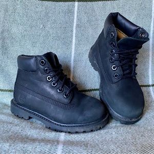Timberland Black Leather Lace-up Waterproof Boots - Kids